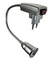 Переходник гибкий вилка-патрон Ecola E27 300мм с выключателем серебряный картинка 